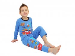 Pijamale copii - Pijamale baieti cars albastru