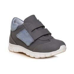 Pantofi sport copii  - Adidasi baieti din piele cu talonet pj shoes Tokyo gri albastru 19-26