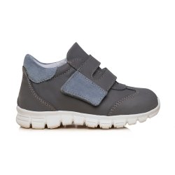 Pantofi sport copii  - Adidasi baieti din piele cu talonet pj shoes Tokyo gri albastru 19-26