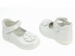 Pantofi balerini copii  - Pantofi fete piele alb 232