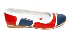 Pantofi balerini dama - Balerini dama piele 026.3 corai blu alb 34-41