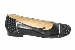 Pantofi balerini copii  - Balerini fete piele naturala 026 negru pipit 34-41