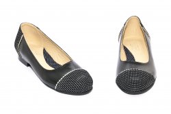 Pantofi balerini copii  - Balerini fete piele naturala 026 negru pipit 34-41