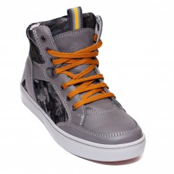 Ghete copii  - Bascheti copii piele pj shoes Box gri camuflaj 31-38