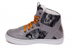 Ghete copii  - Bascheti copii piele pj shoes Box gri camuflaj 31-38