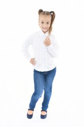 Pantaloni copii  - Blugi fete cu buline 7891 albastru