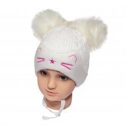 Caciuli fesuri cagule groase copii  - Caciuli baieti groase de iarna ciucuri 1806 albastru 6luni-2ani