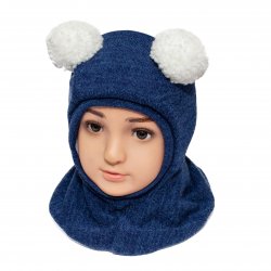 Caciuli fesuri cagule groase copii  - Cagule copii mic pitic G14 blu alb 6luni-1ani