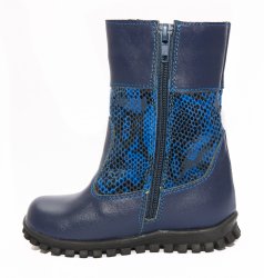 Cizme copii  - Cizme baieti blana 1395 albastru croco 20-25