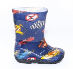 Cizme cauciuc copii  - Cizme baieti cauciuc 2 cars blu 20-30