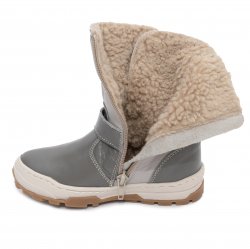 Cizme copii - Cizme baieti din piele cu blana hokide 444 gri 20-30