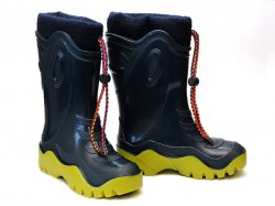 Cizme cauciuc copii - Cizme copii cauciuc cu blana 4 blu-lime
