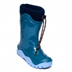 Cizme cauciuc copii  - Cizme cauciuc copii cu blana iarna 4 turcoaz albastru 24-39