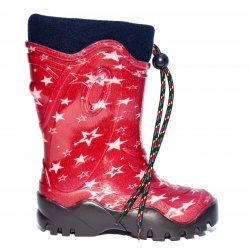 Cizme cauciuc copii  -  Cizme cauciuc copii de zapada cu blana de iarna 4 rosu stelute 24-39
