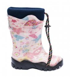 Cizme cauciuc copii  - Cizme cauciuc fete cu blana 4 roz desene 24-39 