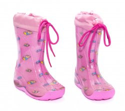 Cizme cauciuc copii  - Cizme cauciuc fete cu manseta 2 Melc roz 20-30