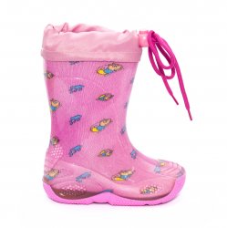 Cizme cauciuc copii  - Cizme cauciuc fete cu manseta 2 Melc roz 20-30
