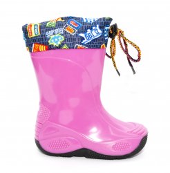 Cizme cauciuc copii  - Cizme cauciuc fete cu manseta 2 roz 20-30