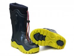 Cizme cauciuc copii - Cizme copii cauciuc cu blana 4 blu-lime