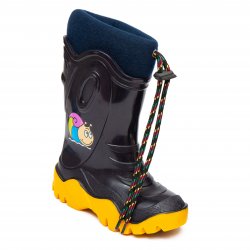 Cizme cauciuc copii  - Cizme copii cauciuc de zapada cu blana iarna 4 blu galben melc 24-39