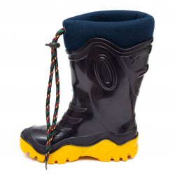 Cizme cauciuc copii  - Cizme copii cauciuc de zapada cu blana iarna 4 blu galben melc 24-39