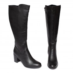 Cizme dama piele - Cizme dama cu toc gros din piele 38002 negru 35-41