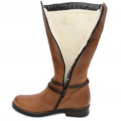 Cizme dama piele - Cizme dama piele cu blana 7037 maro 30-39