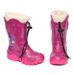 Cizme cauciuc copii  - Cizme de zapada fete cu blana 4 mov melc bej 24-39