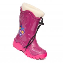 Cizme cauciuc copii  - Cizme de zapada fete cu blana 4 mov melc bej 24-39