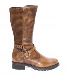 Cizme copii  - Cizme fete cu blana din piele 7794 Niki campus maro 31-39