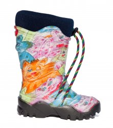 Cizme cauciuc copii  - Cizme fete de zapada din cauciuc cu blana iarna 4 color pisici 24-39