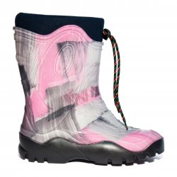 Cizme cauciuc copii  - Cizme fete de zapada din cauciuc cu blana iarna 4 camuflaj mov 24-39 