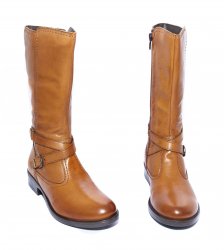 Cizme copii  - Cizme fete piele 4732 coniac 26-39