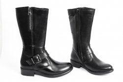 Cizme copii  - Cizme fete piele naturala 7958 negru 26-39