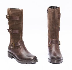 Cizme copii - Cizme piele fete imblanite 6641 Niki West maro 31-39