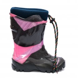 Cizme cauciuc copii  - Cizmulite fete cauciuc cu blana iarna 4 negru roz mov 26-36