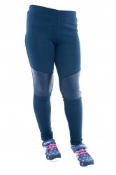 Pantaloni copii  - Colanti fete cu aplicatie de piele ecologica 998 albastru