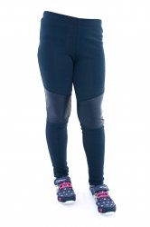 Pantaloni copii  - Colanti fete cu aplicatie de piele ecologica 998 albastru