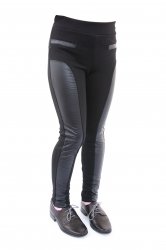 Pantaloni copii  - Colanti fete cu aplicatie de piele ecologica 998 negru