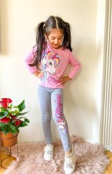 Compleuri-treninguri copii  - Compleu fete unicorn 3099 lila gri 3-10ani