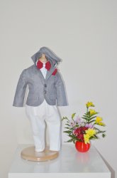 Costume botez baieti  - Costum baieti botez colibri 2002 gri ivoar 3luni-7ani