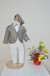 Costume botez baieti  - Costum baieti botez colibri 2003 gri ivoar 3luni-7ani