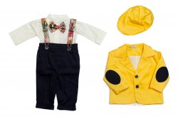 Costume botez baieti - Costum botez baieti Catalin galben blu 3luni-9luni