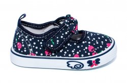 Tenisi copii  - Espadrile balerini fete 1216 blu buline cirese 20-25
