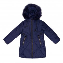Geci jachete copii - Geci lungi fete cu gluga groase de iarna 2156 blu 128-164cm