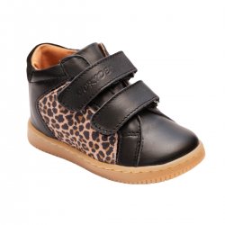 Ghete copii - Ghete fete cu talonet din piele hokide 482 negru leopard 18-25