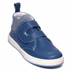 Ghete copii - Ghete baieti din piele naturala pj shoes Mateo maro blu 27-36