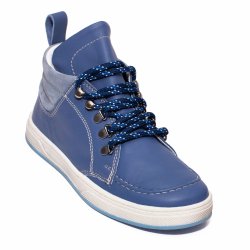 Ghete copii - Ghete baieti din piele naturala pj shoes Mateo maro blu 27-36