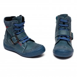 Ghete blana copii - Ghete baieti din piele cu blana pj shoes Roma albastru 24-36