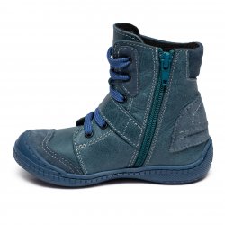Ghete blana copii - Ghete baieti din piele cu blana pj shoes Roma albastru 24-36